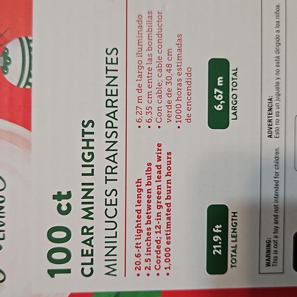 2 - 100 Mini-Lights Strands-Clear GE Light Set-HT Green Light Set-20+ft Each-NEW - Picture 6 of 6